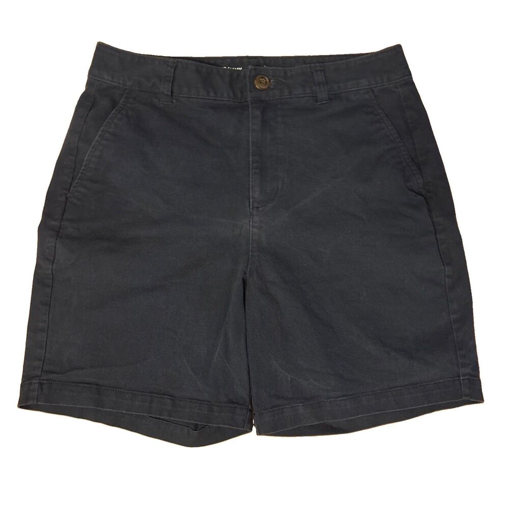 Women’s Old Navy High Rise Bermuda Blue Twill Shorts Adjustable Waist Size 8